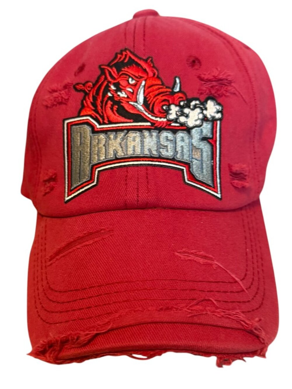 Arkansas Razorbacks Custom Retro Distressed Red Adjustable Hat